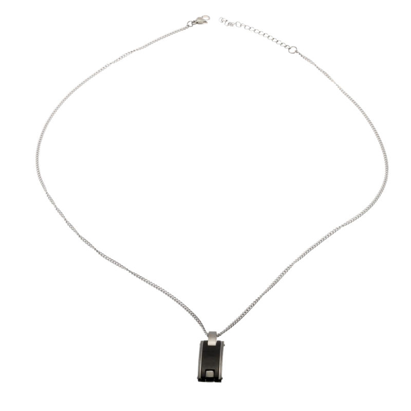 Collier en acier et ceramique noire
