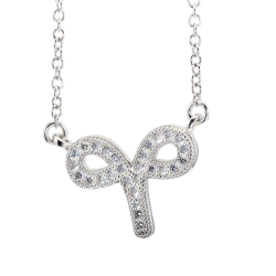 Collier en argent rhodié, signe du zodiaque bélier, oxydes de zirconium