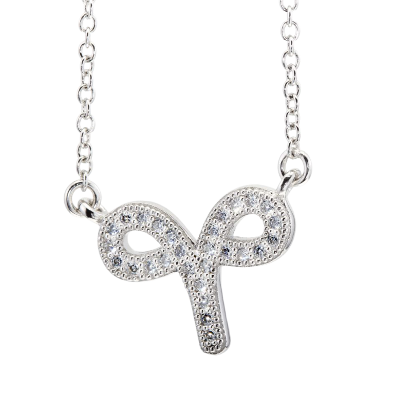 Collier en argent rhodié, signe du zodiaque bélier, oxydes de zirconium