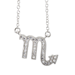 Collier en argent rhodié, signe du zodiaque scorpion, oxydes de zirconium