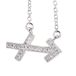 Collier en argent rhodié, signe du zodiaque sagittaire, oxydes de zirconium