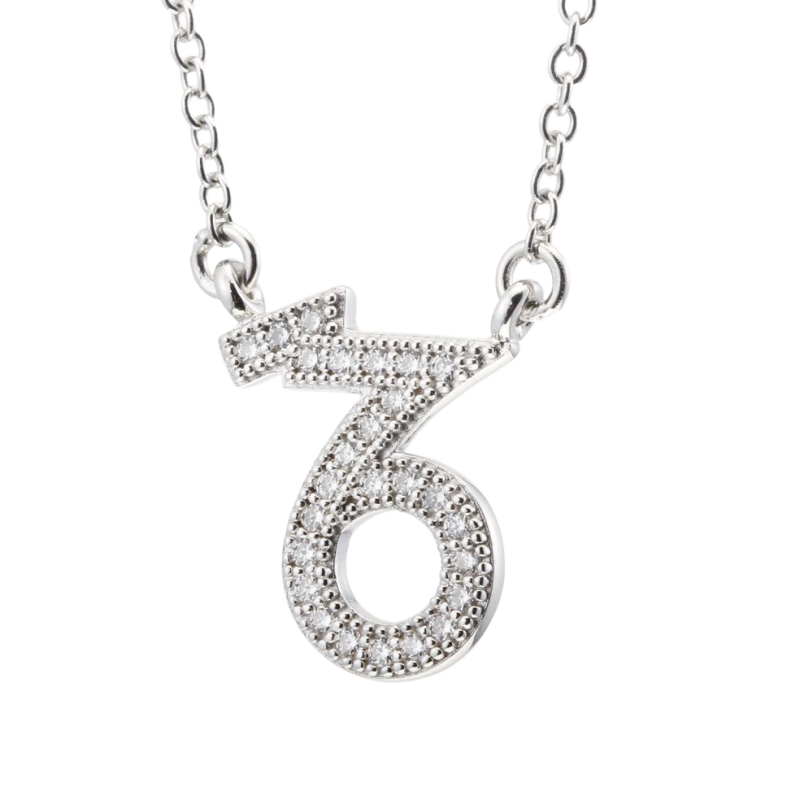 Collier en argent rhodié, signe du zodiaque capricorne, oxydes de zirconium