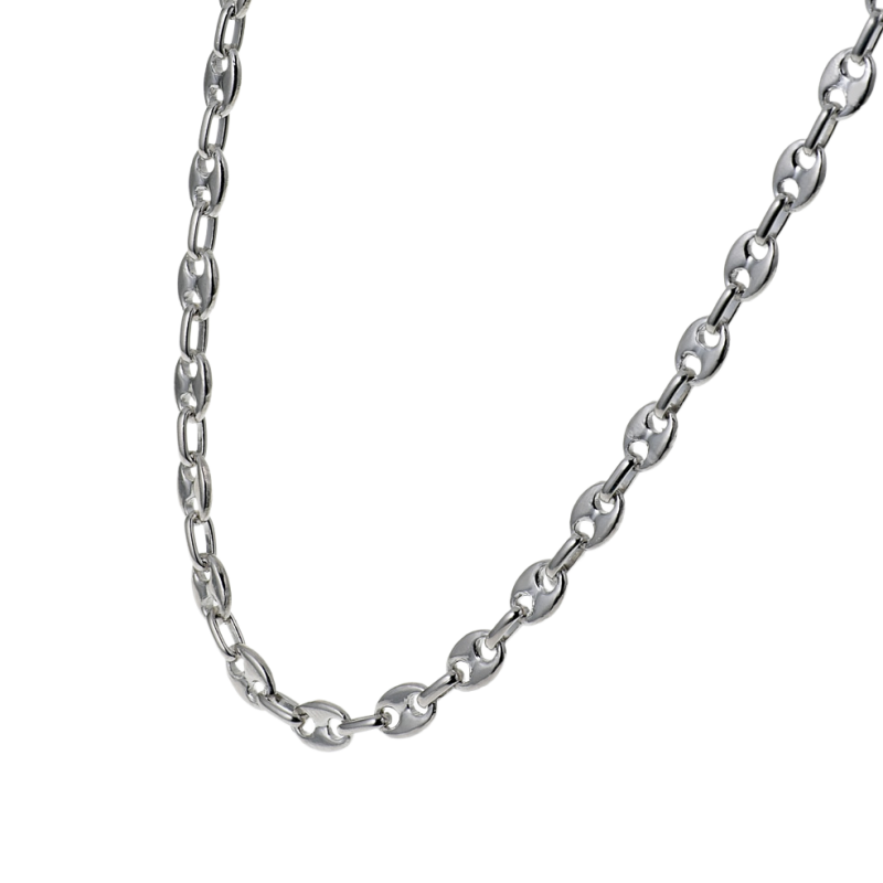 Collier en argent rhodié maille grain de café