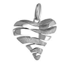 Pendentif en argent rhodié, coeur mat et lisse