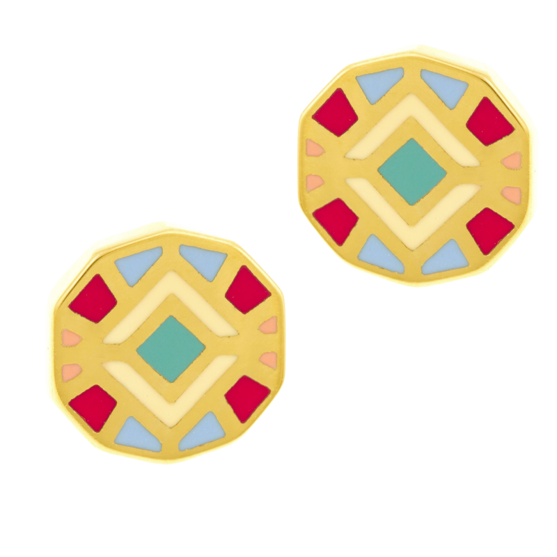 Boucles d'oreilles en plaqué or et laque