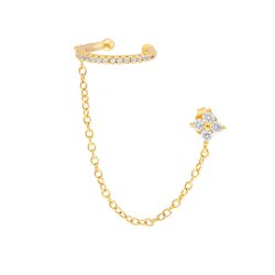 Mono boucle d'oreille en plaqué or et oxydes de zirconium