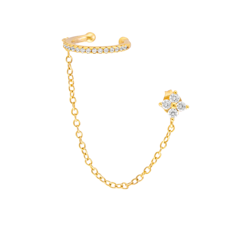 Mono boucle d'oreille en plaqué or et oxydes de zirconium
