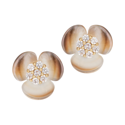 Boucles d'oreilles en plaqué or, nacre et oxydes de zirconium