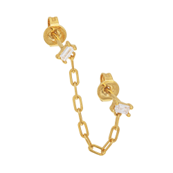 Mono boucle d'oreille en plaqué or et oxydes de zirconium