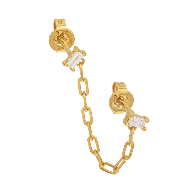 Mono boucle d'oreille en plaqué or et oxydes de zirconium