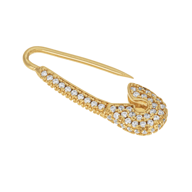 Mono boucle d'oreille en plaqué or et oxydes de zirconium