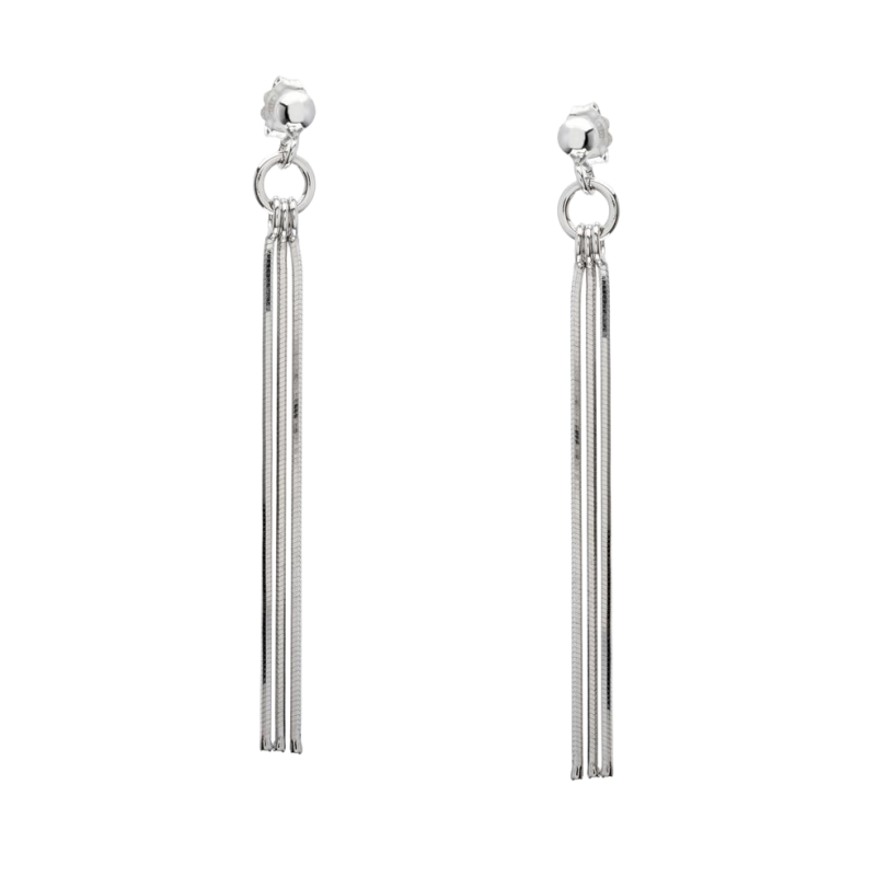 Boucles en argent rhodié, chaines maille serpent