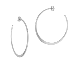 Demi créoles argent rhodié fil plat