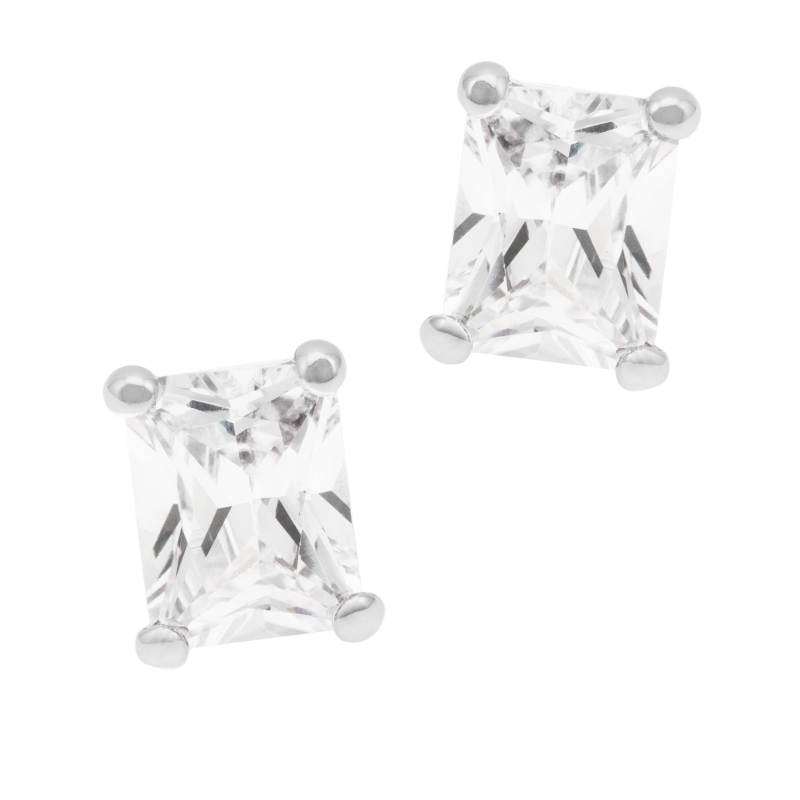 Boucles d'oreilles en argent rhodié, oxyde de zirconium