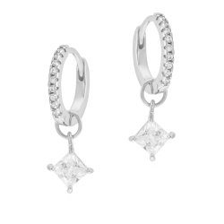 Boucles d'oreilles en argent rhodié et oxydes de zirconium
