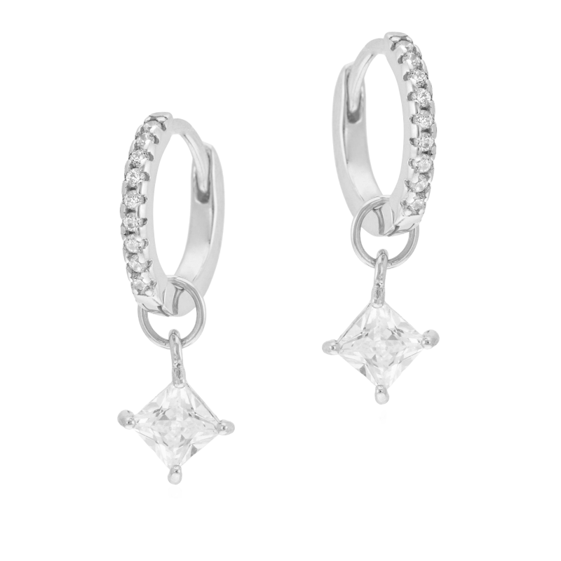 Boucles d'oreilles en argent rhodié et oxydes de zirconium