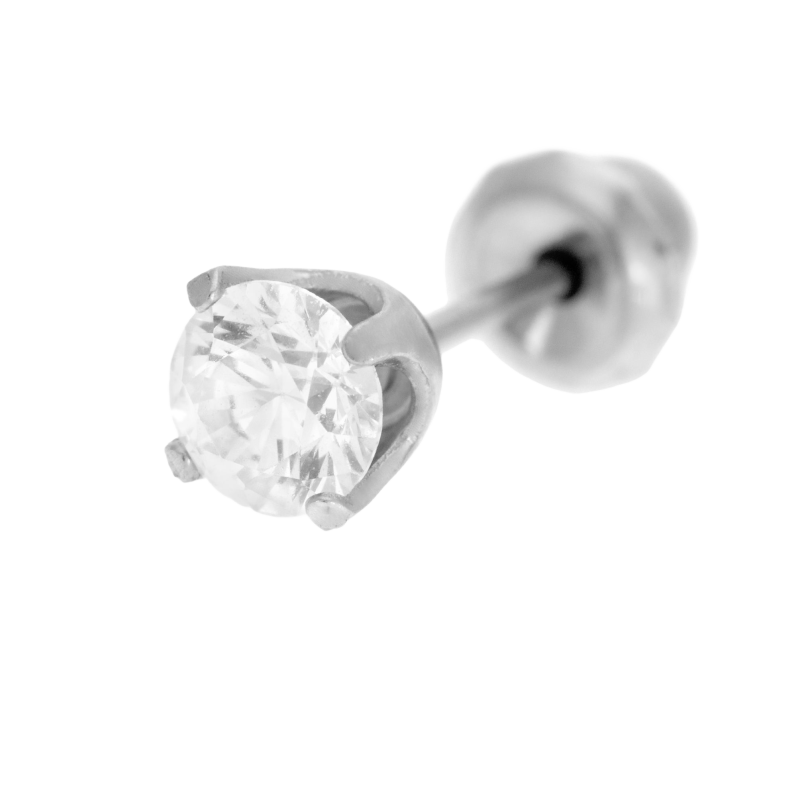 Demi boucle d'oreille de perçage en acier et oxyde de zirconium