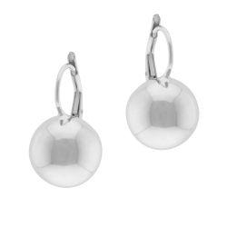 Boucles d'oreilles dormeuses en argent rhodié, boule