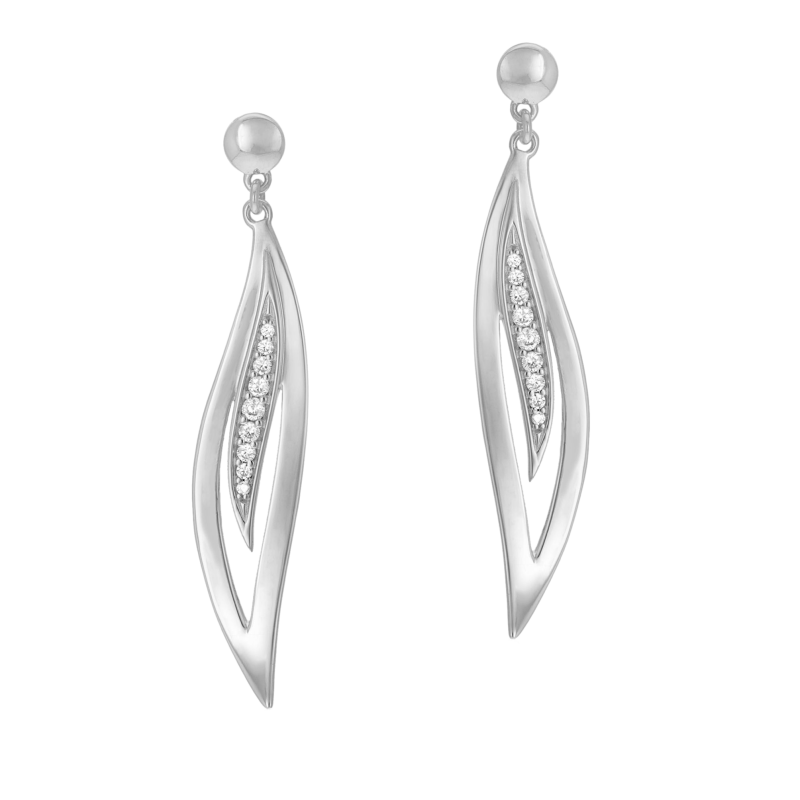 Boucles d'oreilles en argent rhodié et oxydes de zirconium