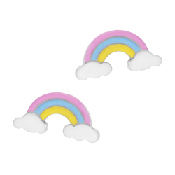 Boucles d'oreilles en argent rhodié et laque, arc en ciel