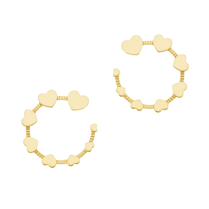 Boucles d'oreilles en acier doré, coeur