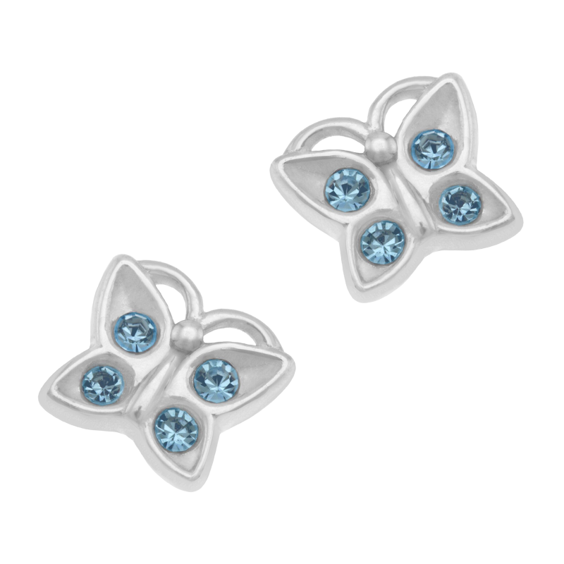 Boucles d'oreilles en argent rhodié, cristaux de synthèse 