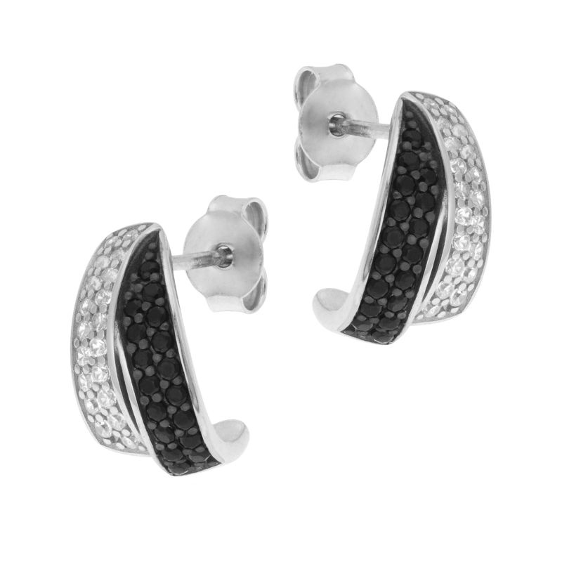Boucles d'oreilles en argent rhodié et oxydes de zirconium