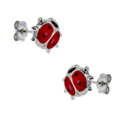 Boucles d'oreilles en argent rhodié, laque