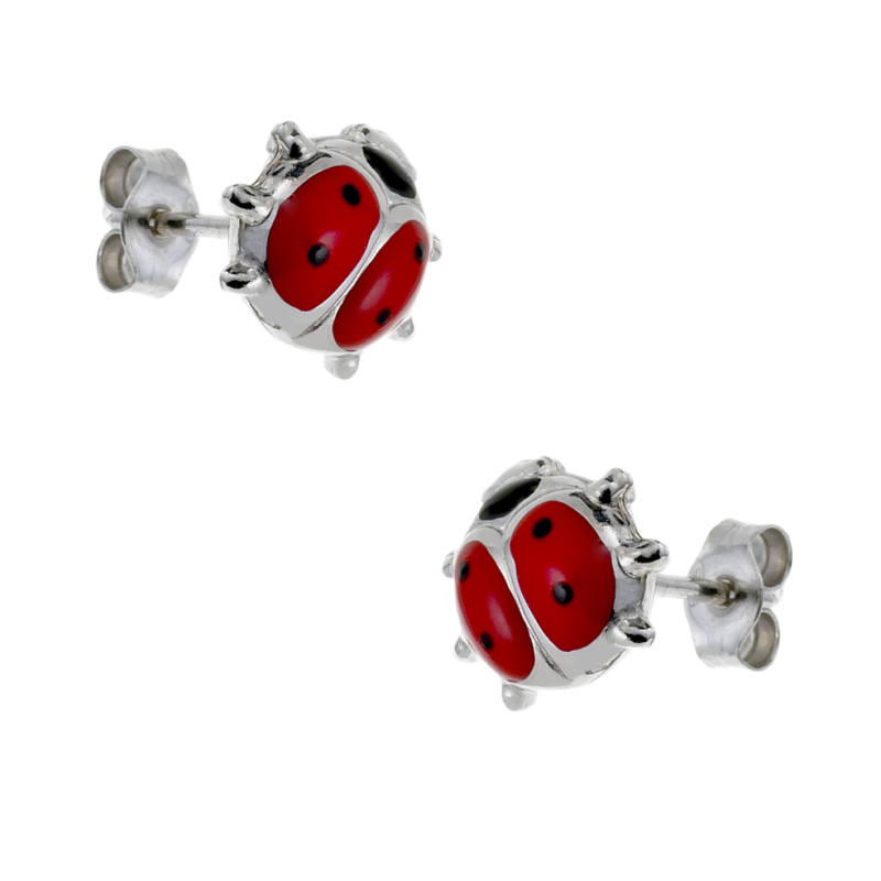 Boucles d'oreilles en argent rhodié, laque