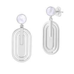 Boucles d'oreilles en argent rhodié et nacre
