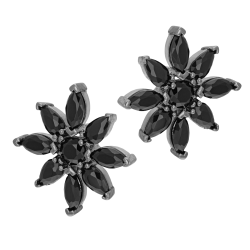 Boucles d'oreilles en argent rhodié et oxydes de zirconium