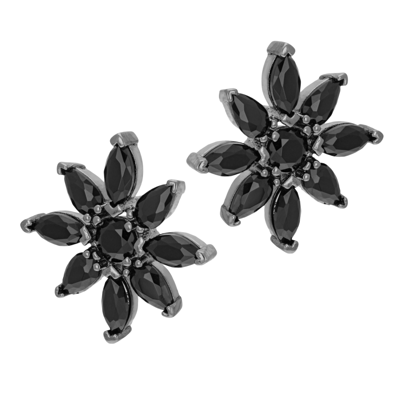 Boucles d'oreilles en argent rhodié et oxydes de zirconium