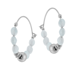 Créoles en argent rhodié, calcédoines