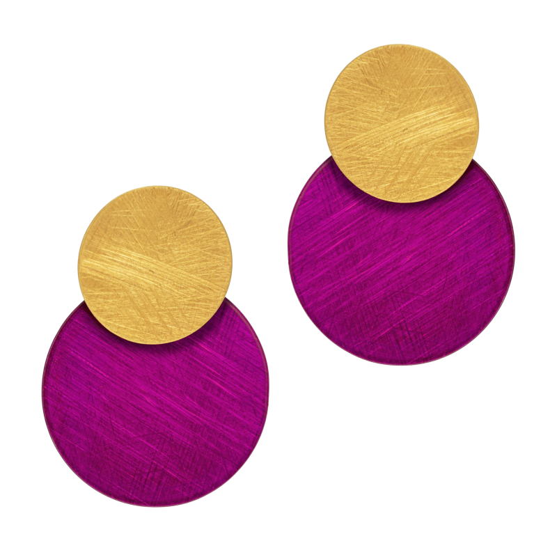 Boucles d'oreilles en argent doré et laque 