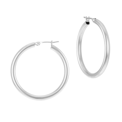 Créoles en argent rhodié fil 35/10