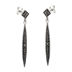 Boucles en argent vieilli et marcassite