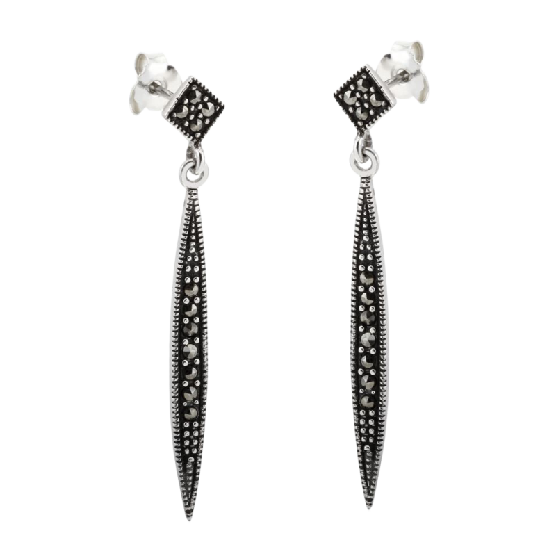Boucles en argent vieilli et marcassite