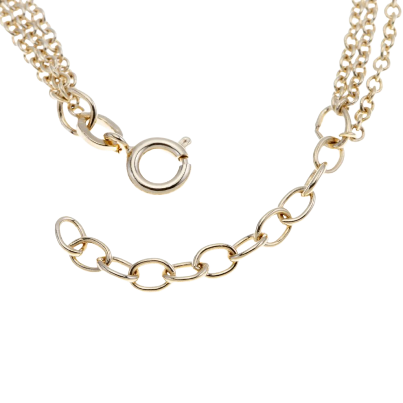 Chaine de cheville en plaqué or, triple chaine et perles synthétiques