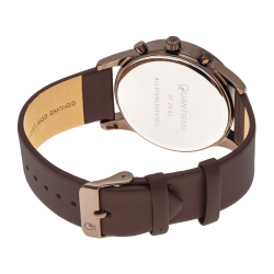 Chronographe homme, boîte en acier, bracelet cuir et verre minéral