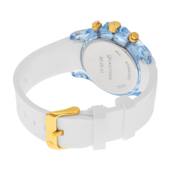 Chronographe mixte, boîte en plastique, bracelet en silicone et verre minéral
