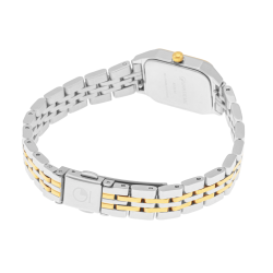 Montre femme, boîte et bracelet acier et acier doré, verre minéral
