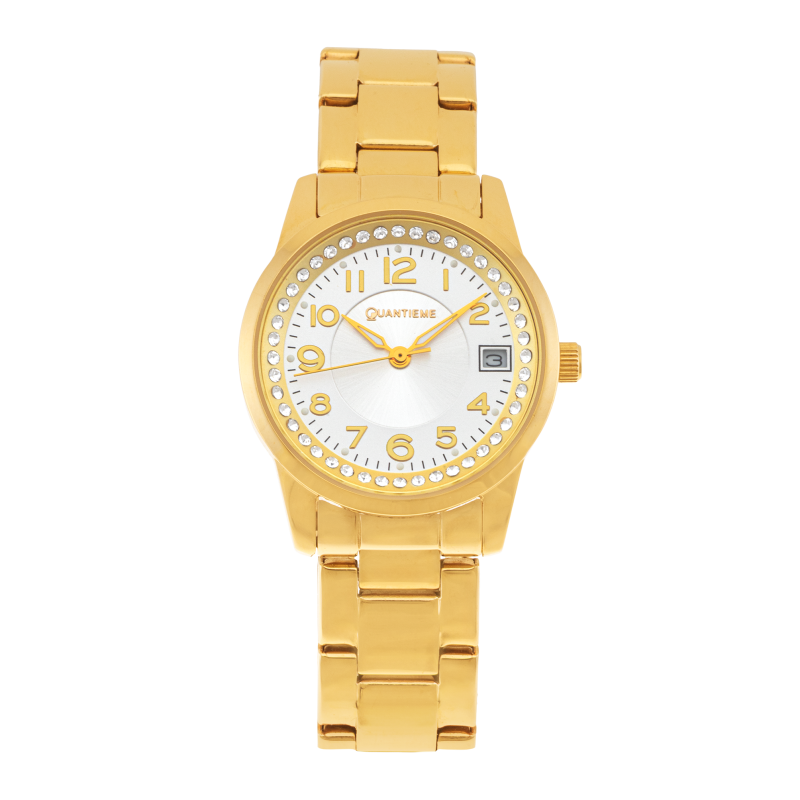 Montre dame tout acier dore et cristaux