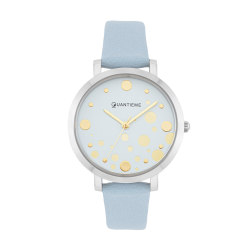 Montre femme, boite acier,  bracelet cuir et polyuréthane, verre minéral