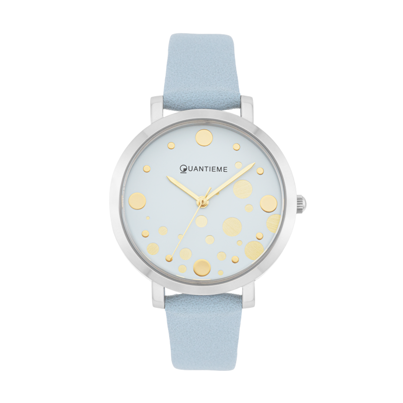 Montre femme, boite acier,  bracelet cuir et polyuréthane, verre minéral