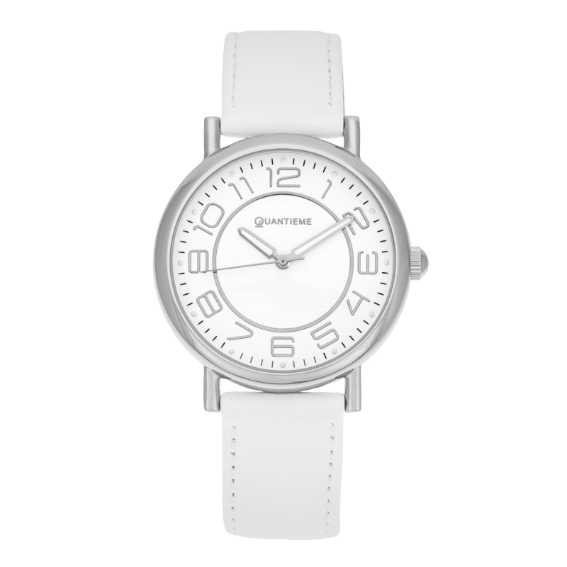 Montre dame, boite acier, bracelet cuir et verre minéral