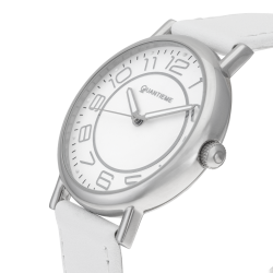 Montre dame, boite acier, bracelet cuir et verre minéral