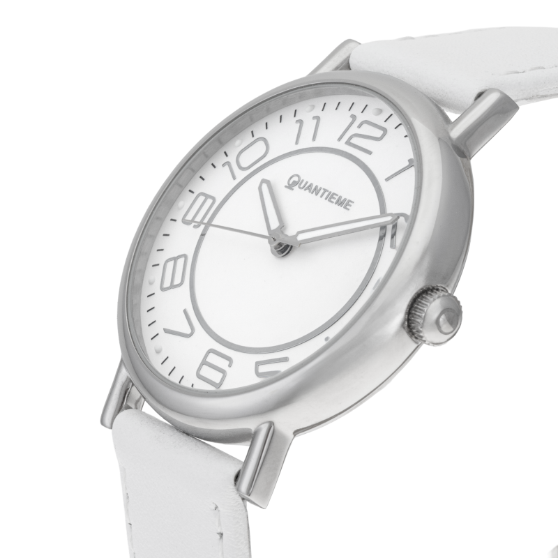 Montre dame, boite acier, bracelet cuir et verre minéral