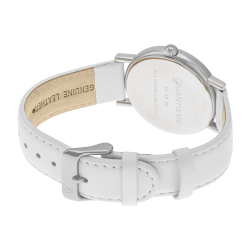 Montre dame, boite acier, bracelet cuir et verre minéral