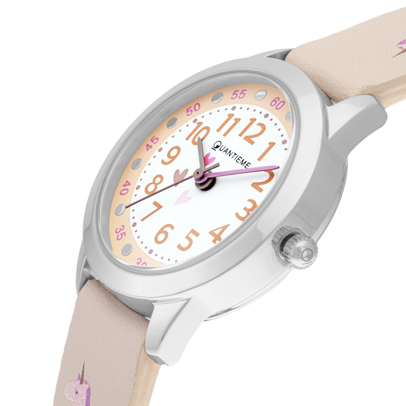 Montre fille, boîte acier, bracelet polyuréthane, verre minéral, girls