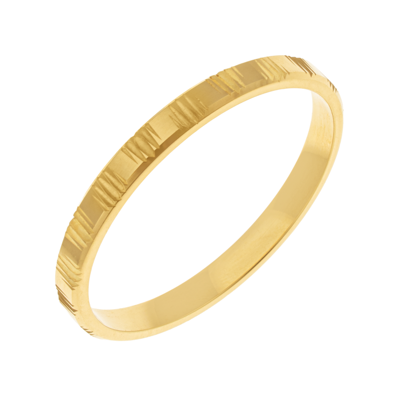 Alliance en or jaune, 2 mm striée